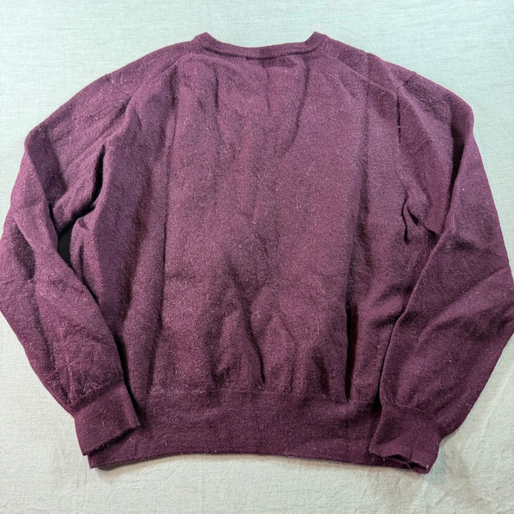 Polo Ralph Lauren V-Neck Sweater Mens‎ M Purple Good Embroidered Pony Logo - Picture 8 of 8